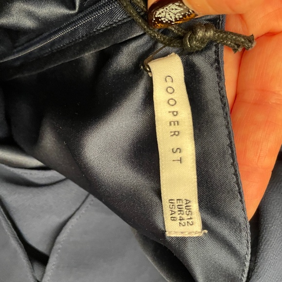 Navy blue flirty off the shoulder floaty dress - Picture 6 of 6